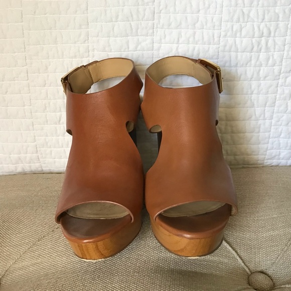 Michael Kors Chestnut Leather Wedges - Picture 2 of 4
